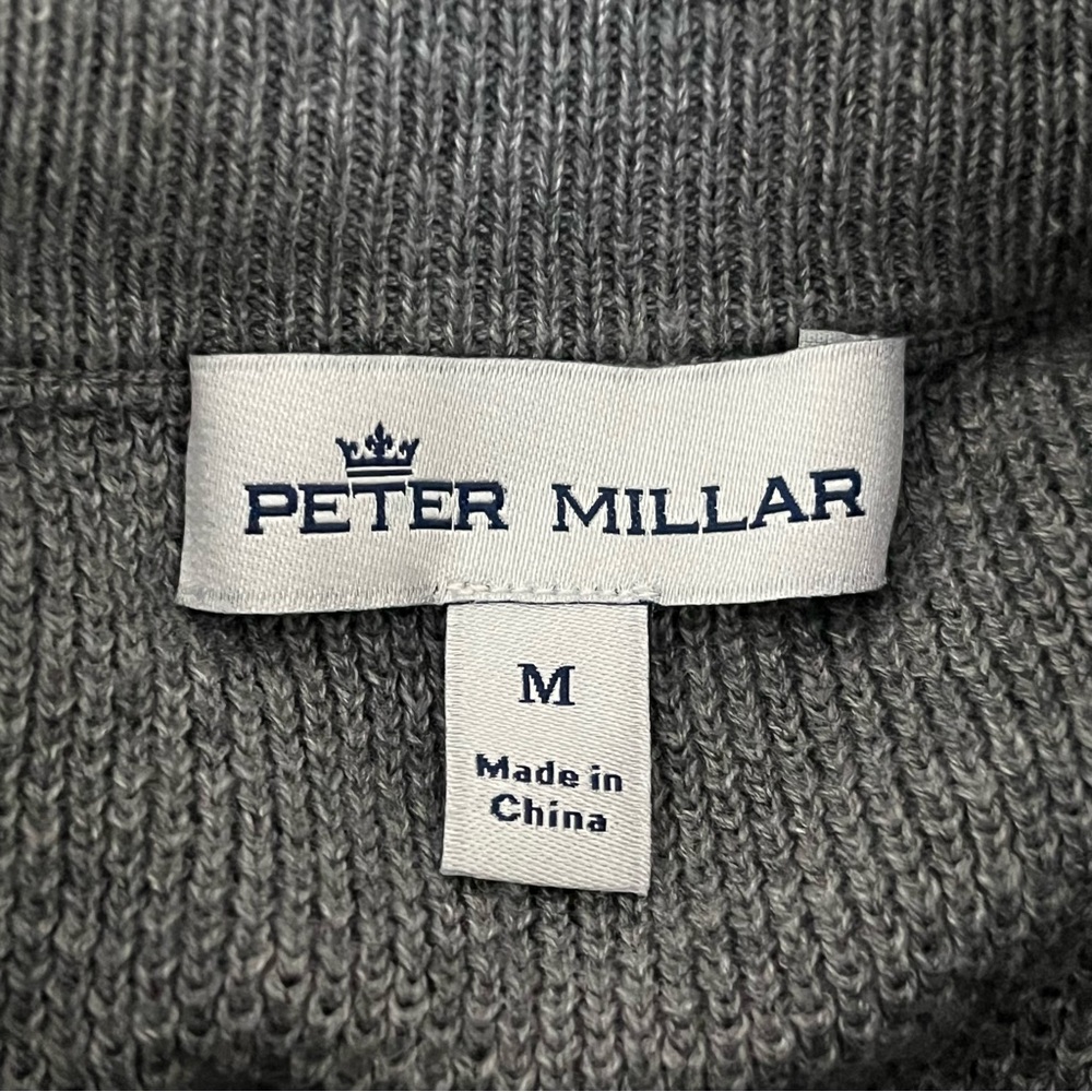 Peter Millar Parkway Textured Mock Neck Wool Cotton Gale Gray Sweater, Medium - Picture 4 of 7